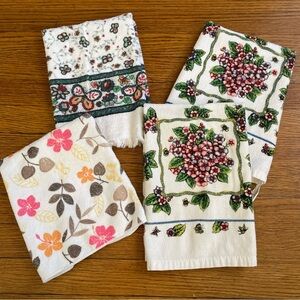 Floral and Leaf Patterned Hand Towels